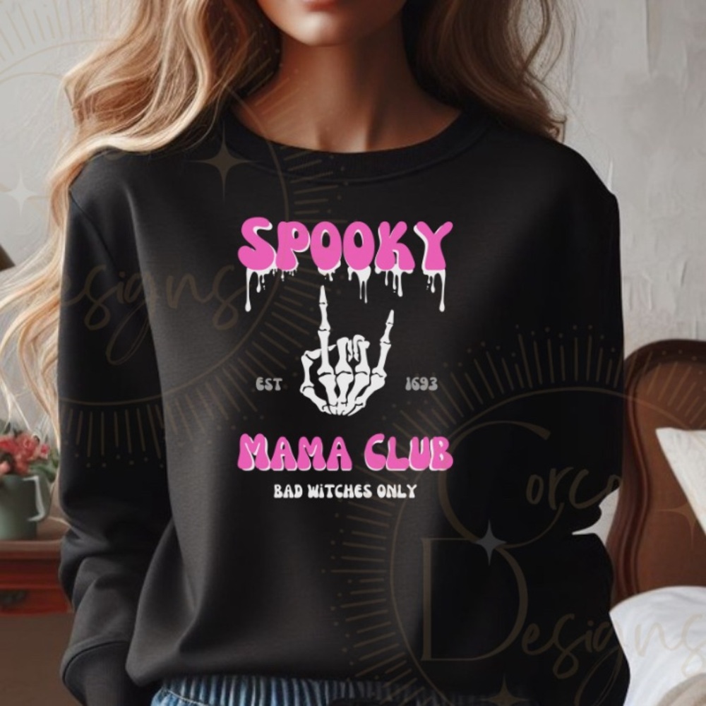 COPY - Spooky Mama Skelton Hand Sweatshirt Sizes 2X 3X 4X